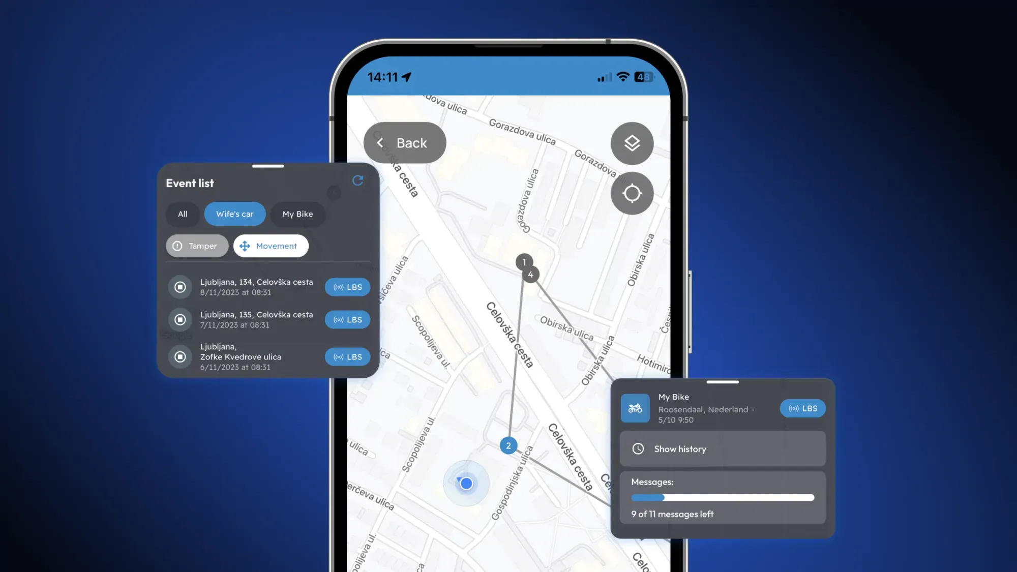 Mobile map interface and dark control panels
